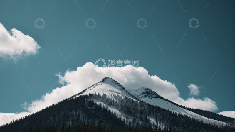 高清大图下载【趣麦麦图】雪山与蓝天白云自然景观