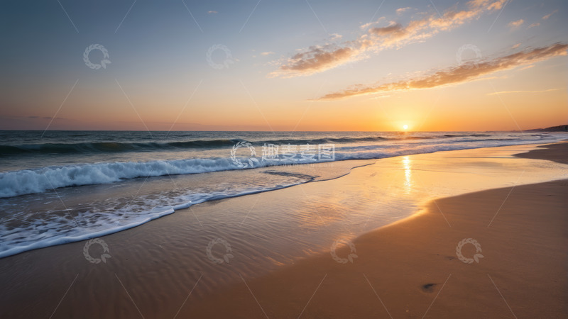 高清大图下载【趣麦麦图】海滩夕阳海景风光