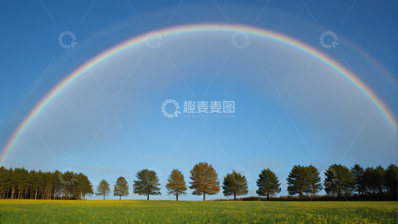 高清大图下载【趣麦麦图】田野上空的彩虹景观