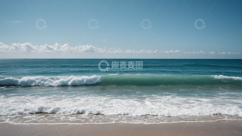 高清大图下载【趣麦麦图】海边海浪与蓝天风景