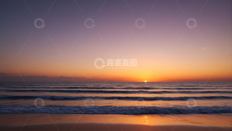 高清大图下载【趣麦麦图】海滩日落时分的海景