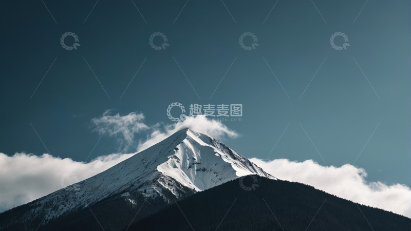 高清大图下载【趣麦麦图】雪山与蓝天白云自然景观