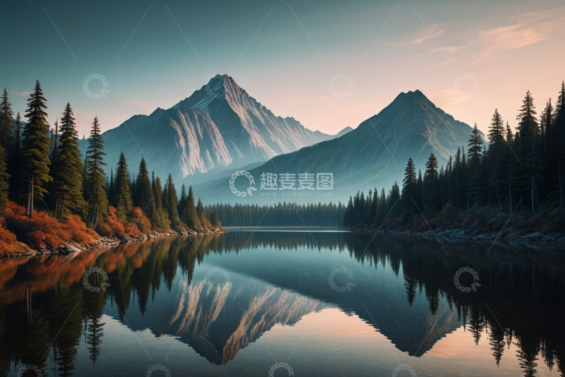 高清大图下载【趣麦麦图】山林湖泊自然风光