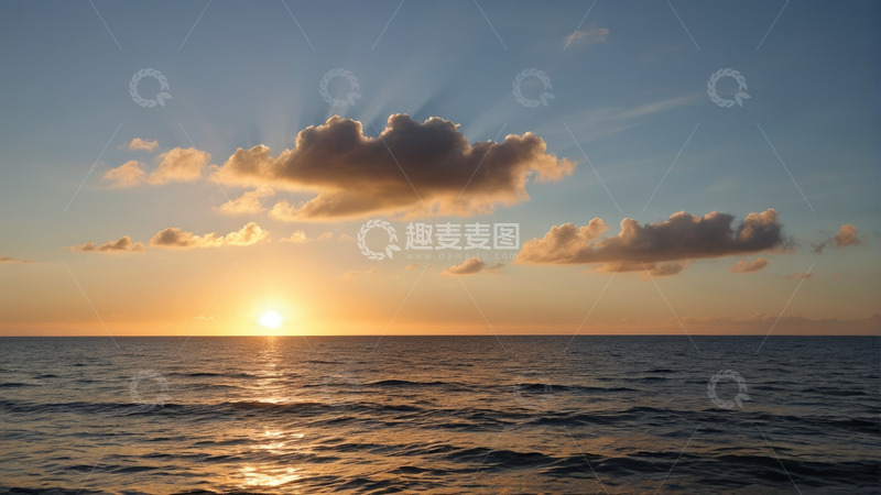 高清大图下载【趣麦麦图】海上日落天空云彩景象