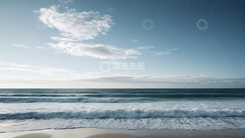 高清大图下载【趣麦麦图】海边海浪与蓝天白云风景