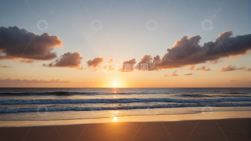 高清大图下载【趣麦麦图】海滩日落自然风光