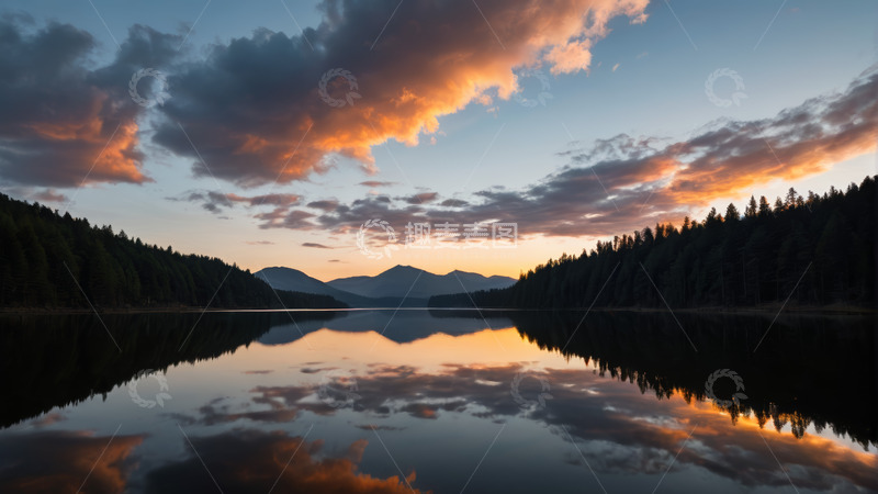 高清大图下载【趣麦麦图】森林湖泊日出自然风光