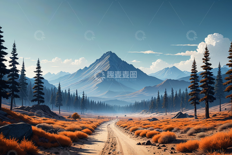 高清大图下载【趣麦麦图】山间森林中的荒野小路