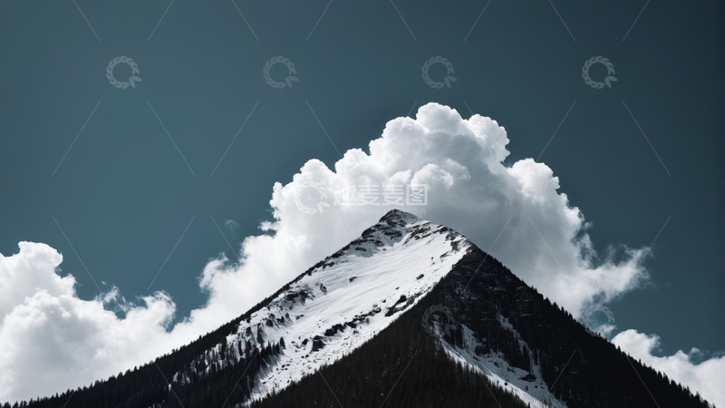 高清大图下载【趣麦麦图】雪山与白云自然风光