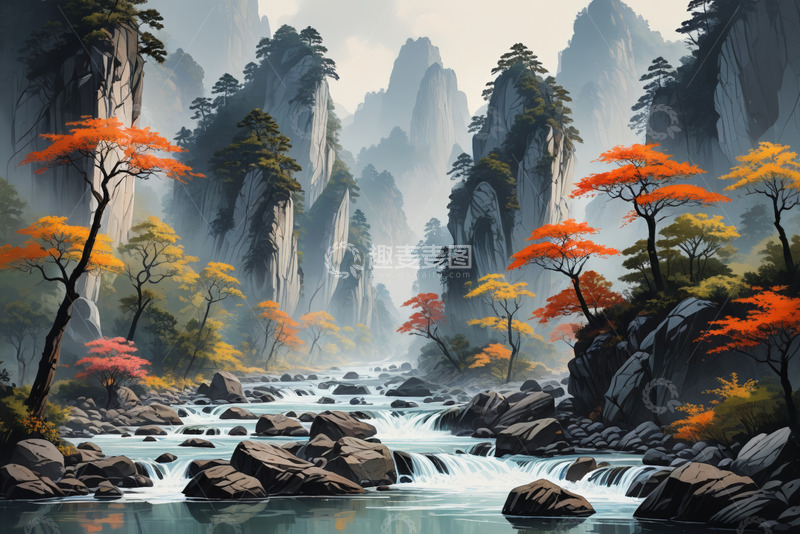 高清大图下载【趣麦麦图】山水间秋色自然风光