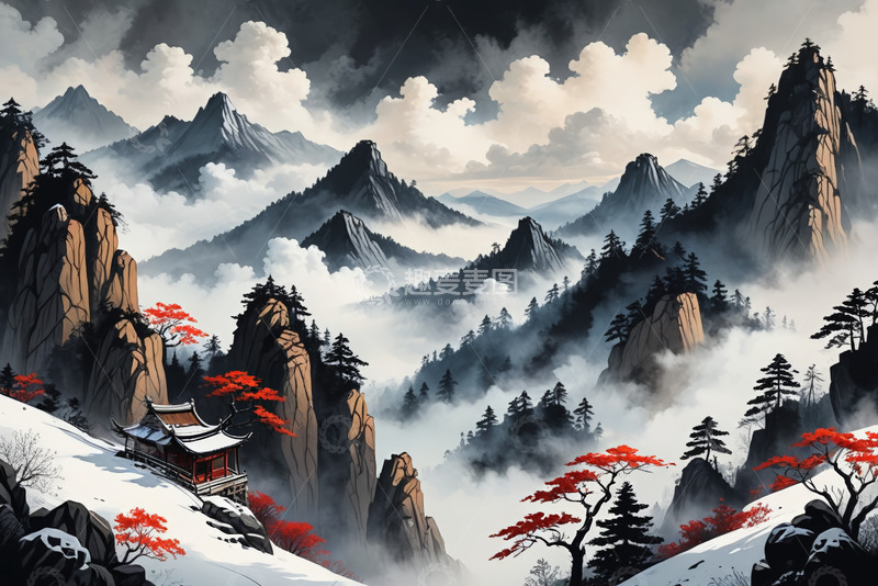 高清大图下载【趣麦麦图】中式山水古风景观