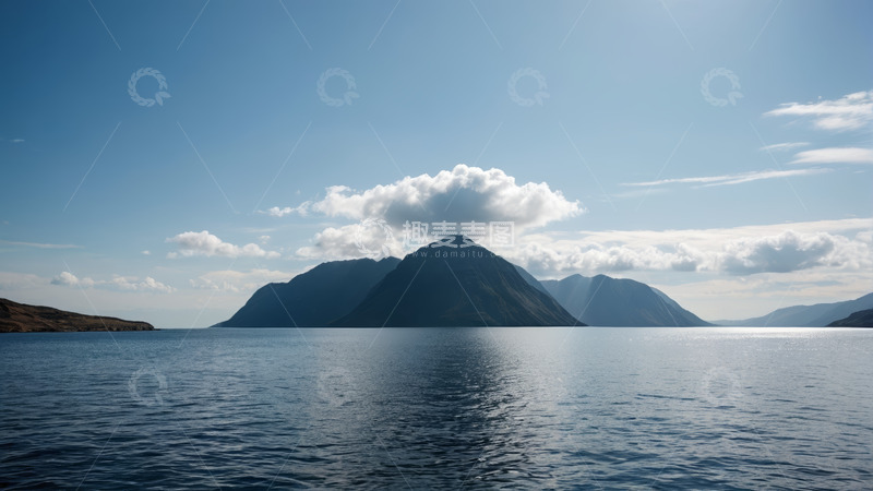 高清大图下载【趣麦麦图】蓝天白云下的山水风光
