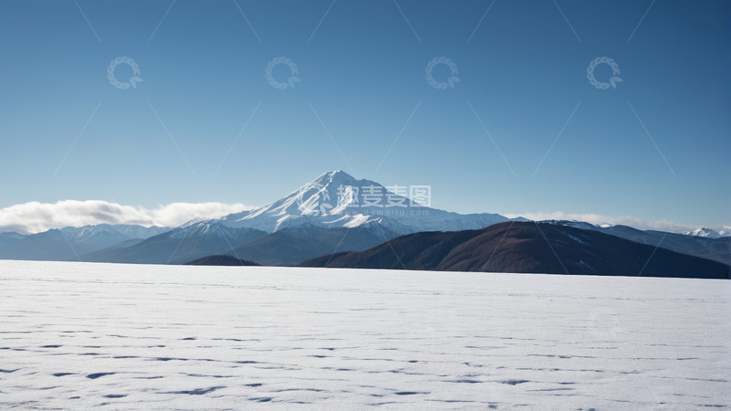 高清大图下载【趣麦麦图】雪山雪景自然风光全景