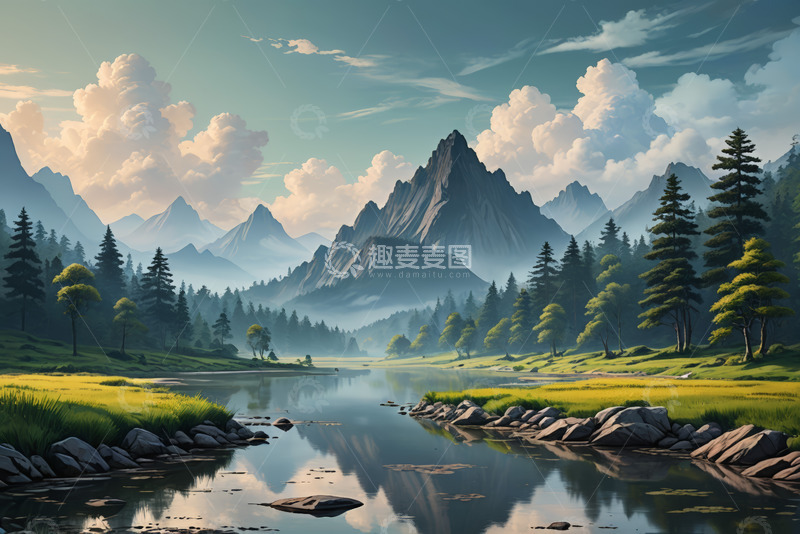 高清大图下载【趣麦麦图】山林湖泊自然风光