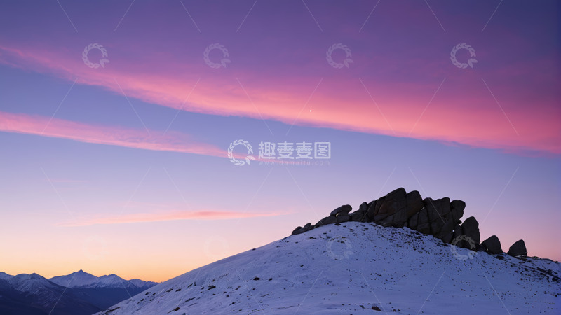 高清大图下载【趣麦麦图】雪山山顶日出天空景观