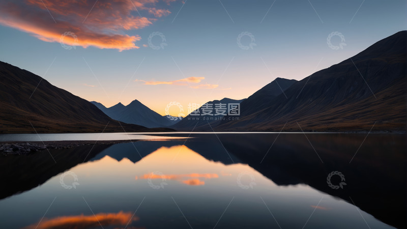 高清大图下载【趣麦麦图】山间湖泊日出自然风光