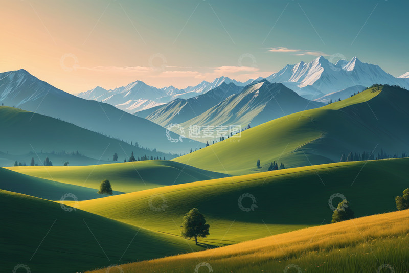 高清大图下载【趣麦麦图】青山绿野自然风光全景
