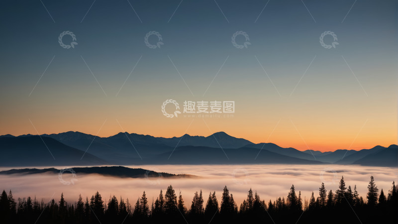 高清大图下载【趣麦麦图】山林间云海日出景象