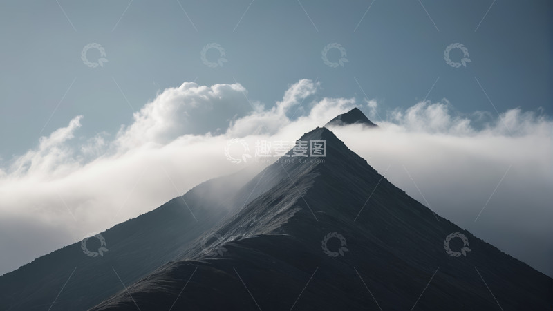 高清大图下载【趣麦麦图】山峰云雾环绕自然景观