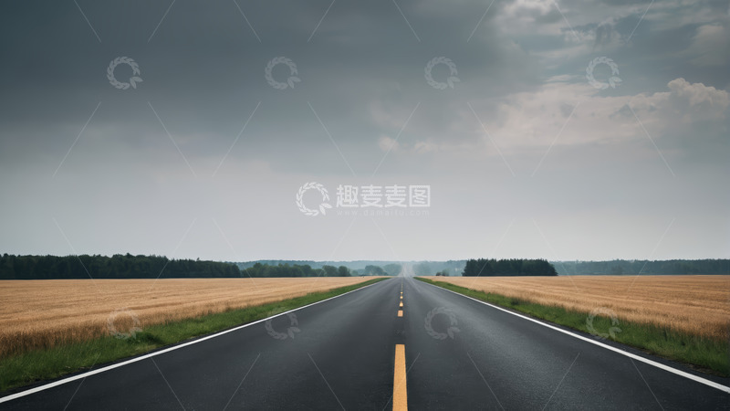 高清大图下载【趣麦麦图】田野间的宽阔道路