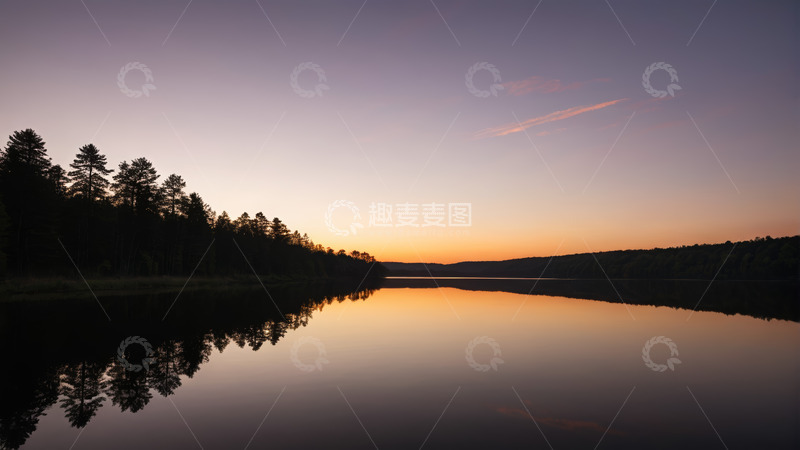 高清大图下载【趣麦麦图】湖畔黄昏自然风光