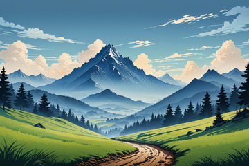 山间草地森林风景