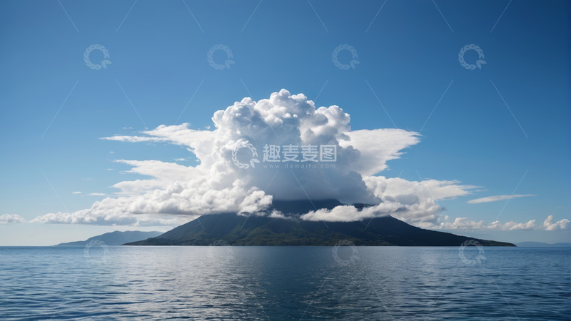 高清大图下载【趣麦麦图】海上岛屿与积云景观