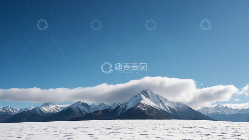 高清大图下载【趣麦麦图】雪山与蓝天白云自然景观
