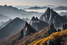 秋日层峦叠嶂的山脉风景