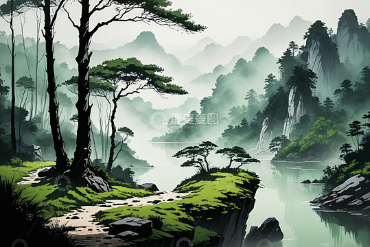 山林湖泊自然风光