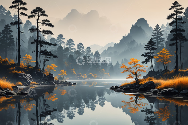 高清大图下载【趣麦麦图】山林湖泊自然风光景象