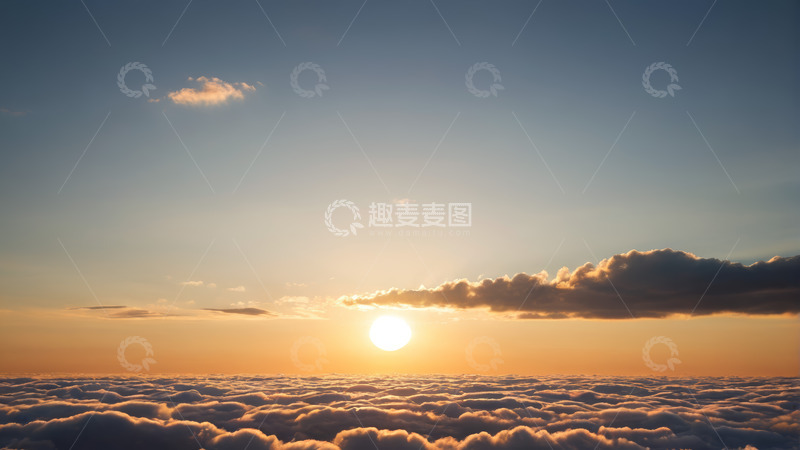 高清大图下载【趣麦麦图】高空俯瞰云海日出景象