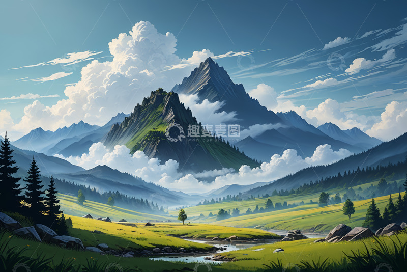 高清大图下载【趣麦麦图】山景草原自然风光素材