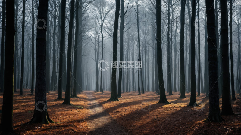 高清大图下载【趣麦麦图】阳光照耀下的静谧森林