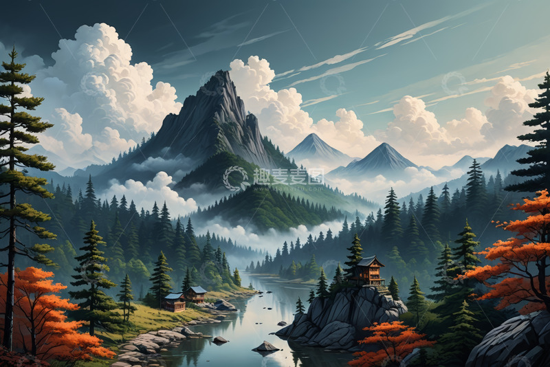 高清大图下载【趣麦麦图】山林湖泊间的自然风光