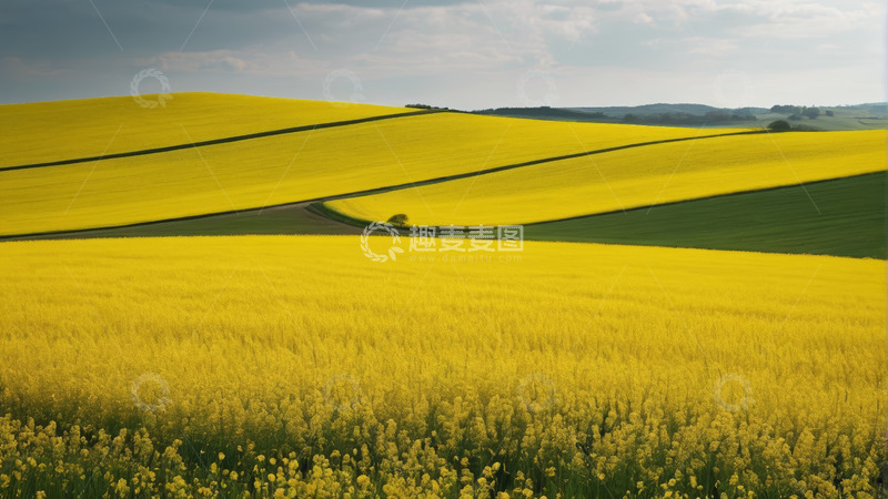 高清大图下载【趣麦麦图】金黄油菜花田自然风光