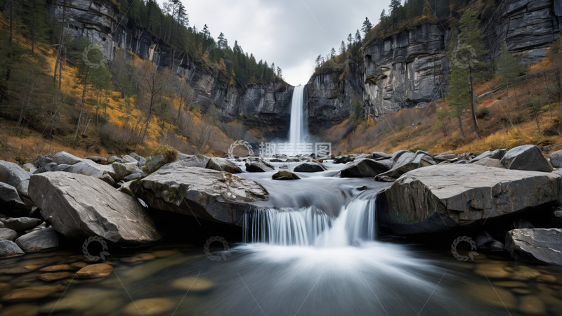 高清大图下载【趣麦麦图】山间瀑布自然风光