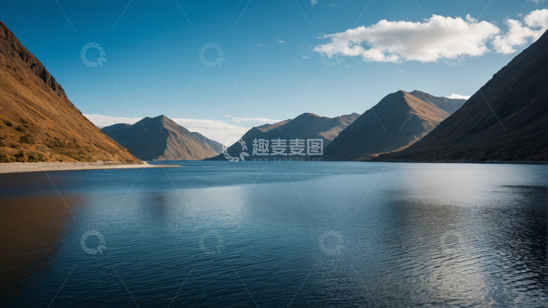 高清大图下载【趣麦麦图】山水间平静的湖泊风光