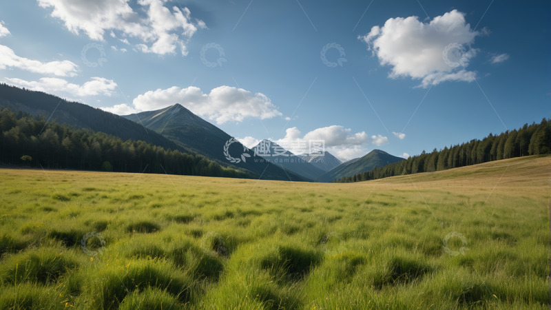 高清大图下载【趣麦麦图】户外草原山林蓝天白云风景