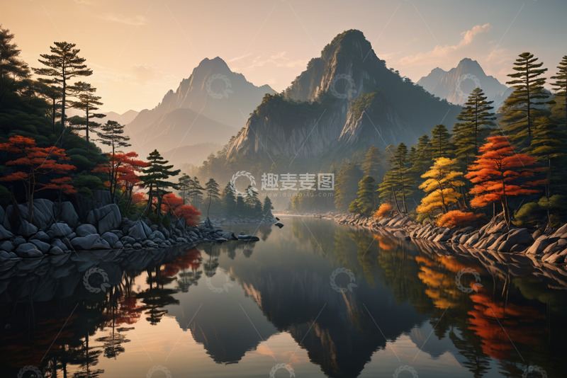 高清大图下载【趣麦麦图】山水相依的自然风光