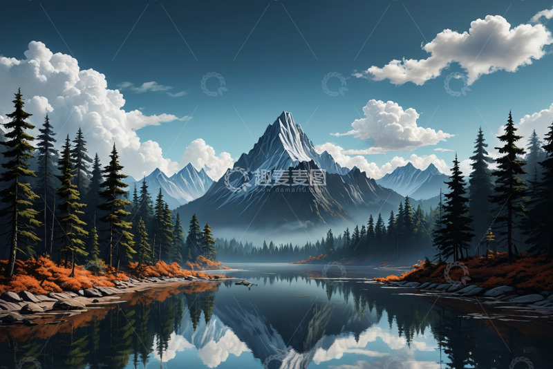 高清大图下载【趣麦麦图】山间湖泊自然风光