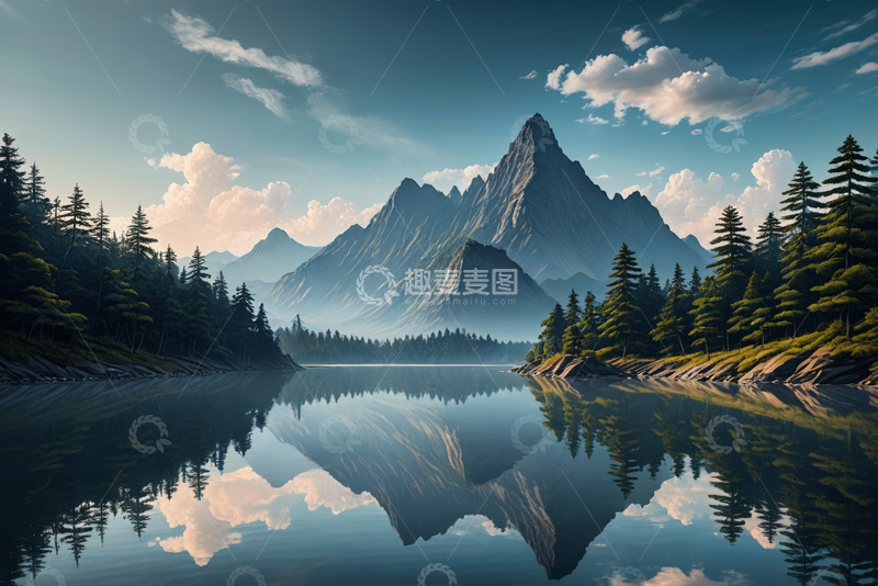 高清大图下载【趣麦麦图】山水森林自然风景全景