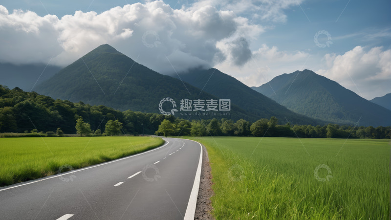 高清大图下载【趣麦麦图】田野间蜿蜒公路自然风光