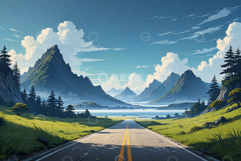 高清大图下载【趣麦麦图】山间公路自然风光