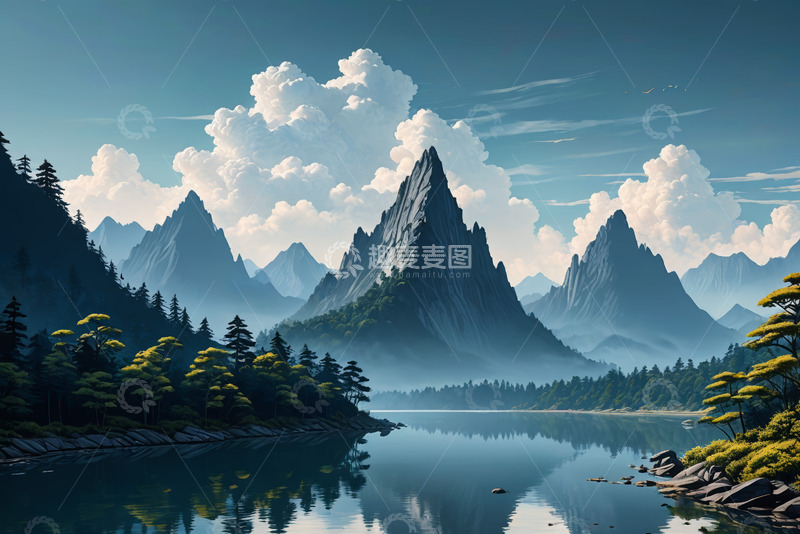 高清大图下载【趣麦麦图】山水云雾自然风光全景