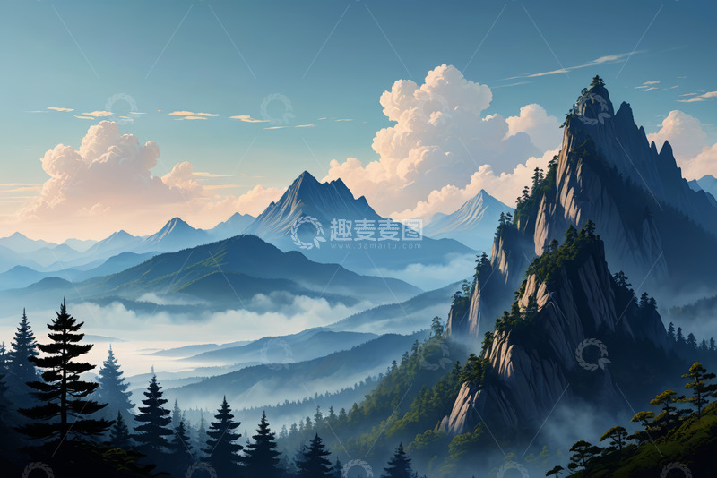 高清大图下载【趣麦麦图】山峦云海森林自然风光