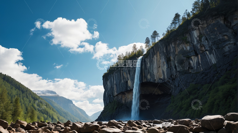 高清大图下载【趣麦麦图】高山瀑布自然风光全景