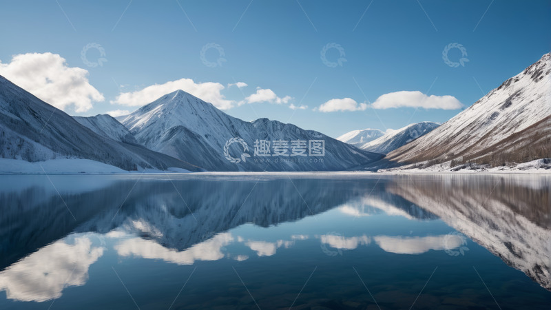 高清大图下载【趣麦麦图】雪山湖泊自然风光全景