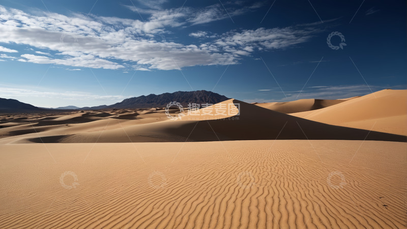 高清大图下载【趣麦麦图】广阔沙漠与蓝天白云景象