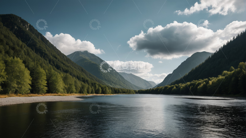 高清大图下载【趣麦麦图】山水相依的自然风光